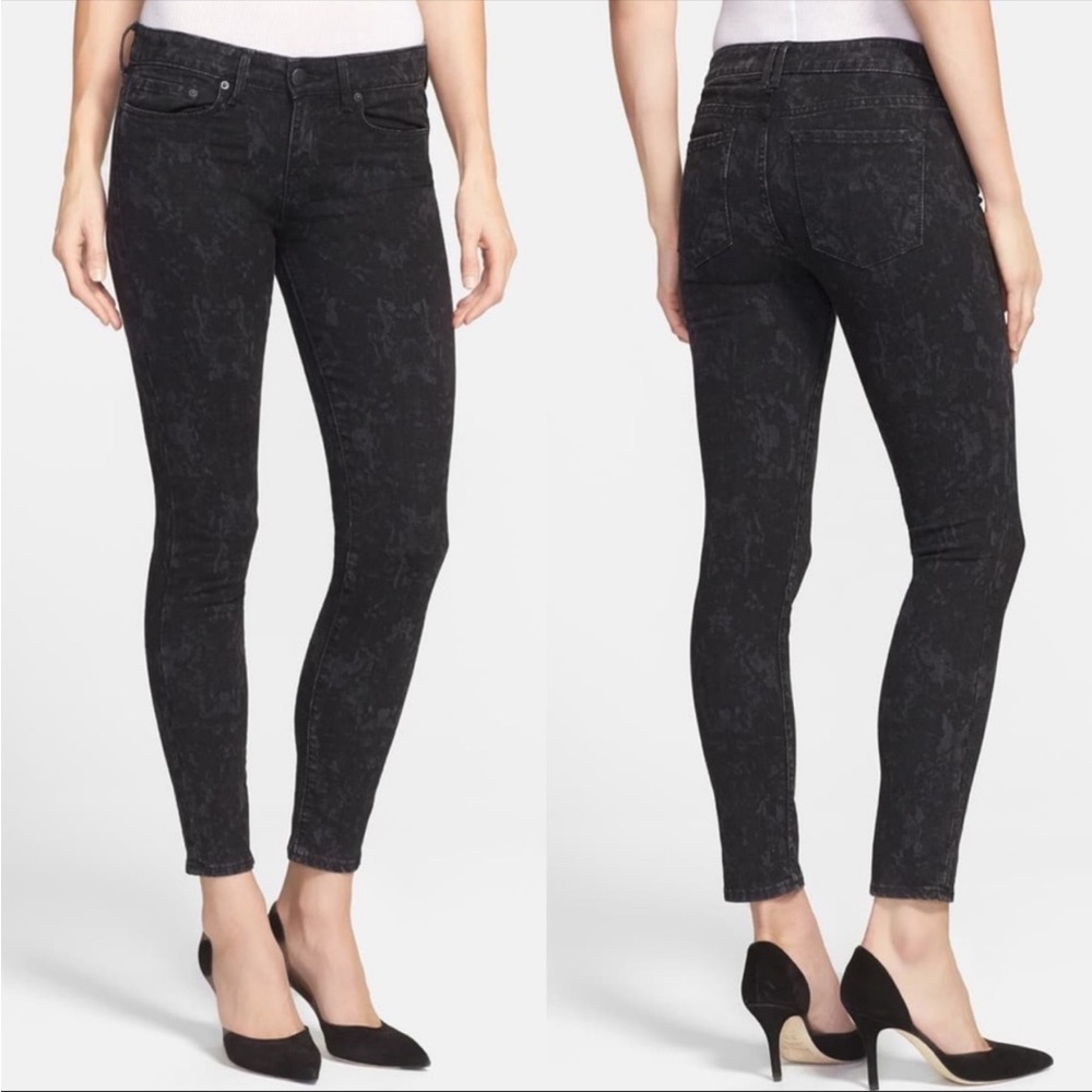 Vince Dylan Ankle Skinny Jeans In Black Floral size 27